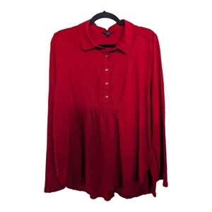 Lucky Brand Burgundy Collared LS Lightweight Tunic Size Large EUC
